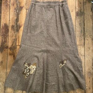 Vintage Elegant Brown Floral Women's Skirt